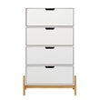 Pemberly Row 4 Drawer Scandi-Minimalist Solid Wood Chest Dresser - White