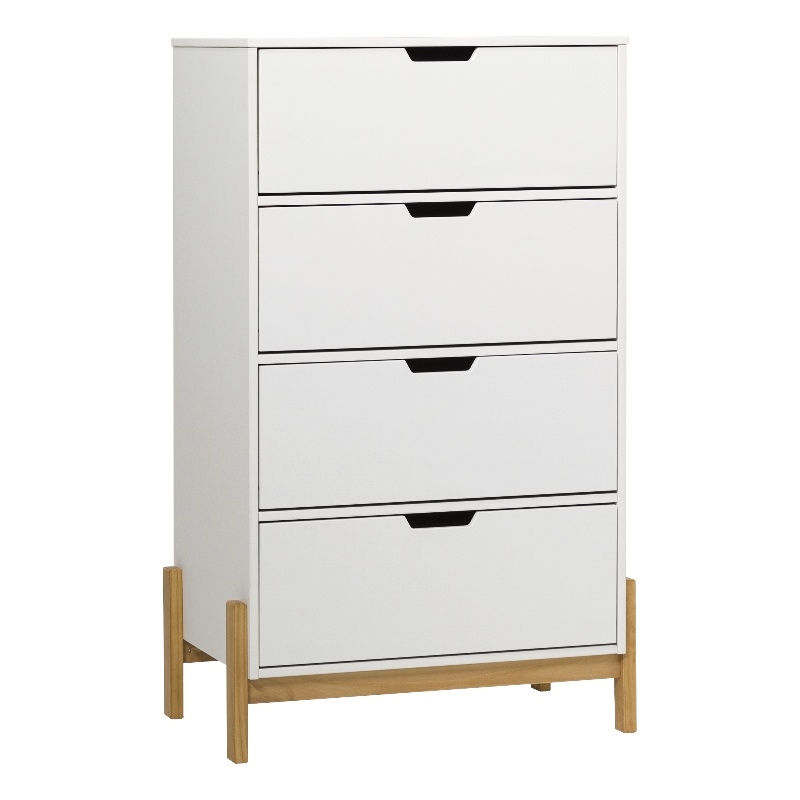 Pemberly Row 4 Drawer Scandi-Minimalist Solid Wood Chest Dresser - White