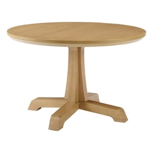 Pemberly Row 48&quot Wood Round Dining Table with Pedestal Base - Rustic Oak