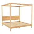 Pemberly Row Wood King Size Canopy Bed with Slatted Headboard in Natural