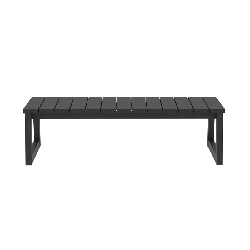 Pemberly Row Modern Solid Wood Outdoor Slat-Top Coffee Table - Black Wash