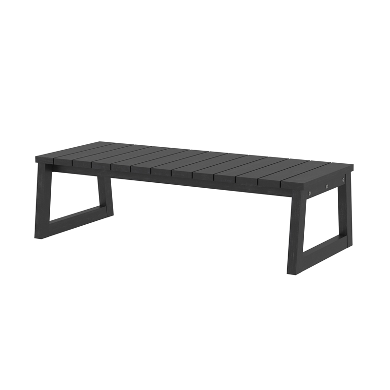 Pemberly Row Modern Solid Wood Outdoor Slat-Top Coffee Table - Black Wash