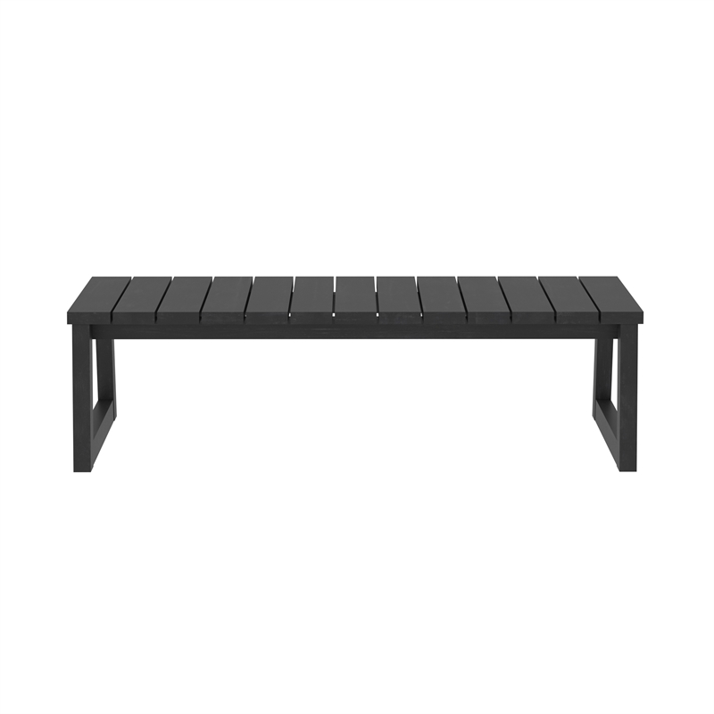Pemberly Row Modern Solid Wood Outdoor Slat-Top Coffee Table - Black Wash
