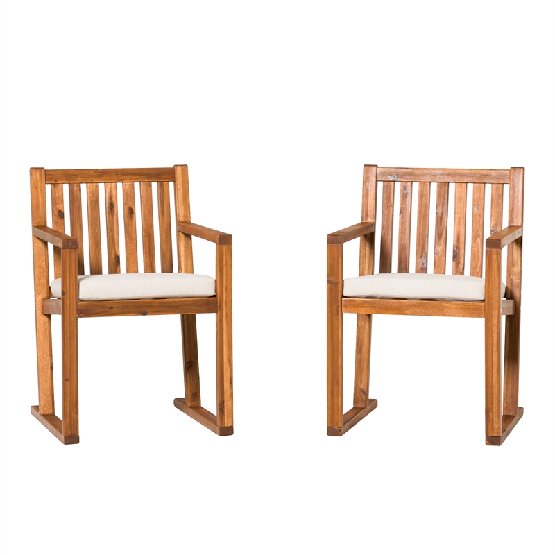 Pemberly Row Modern Slat Back Solid Wood Dining Chairs (Set of 2) - Brown