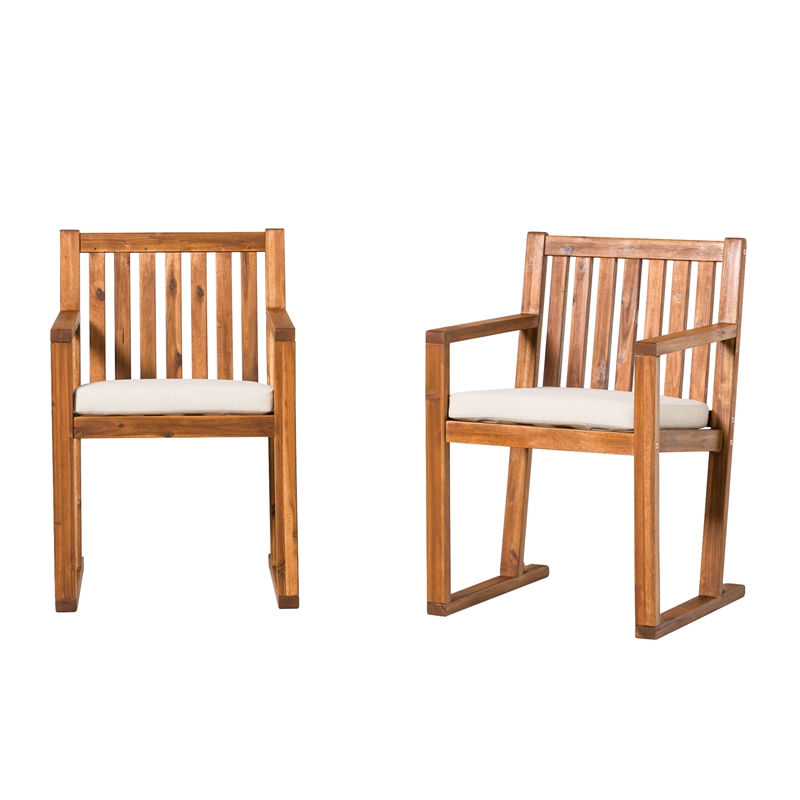 Pemberly Row Modern Slat Back Solid Wood Dining Chairs (Set of 2) - Brown