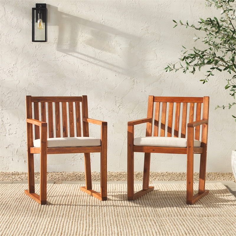 Pemberly Row Modern Slat Back Solid Wood Dining Chairs (Set of 2) - Brown