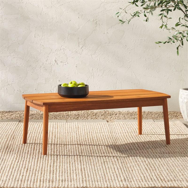 Pemberly Row Modern Outdoor Spindle Style Solid Wood Coffee Table - Brown
