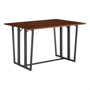 Pemberly Row 47&quot Modern Drop-Leaf Wood Dining Table - Dark Walnut / Black