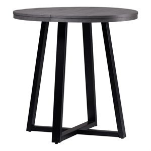 Pemberly Row 36&quot Distressed Solid Wood Round Counter Table - Gray / Black