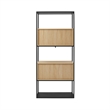 Pemberly Row Tall Wood Bookcase with Closed and Open Storage - Oak/ Black