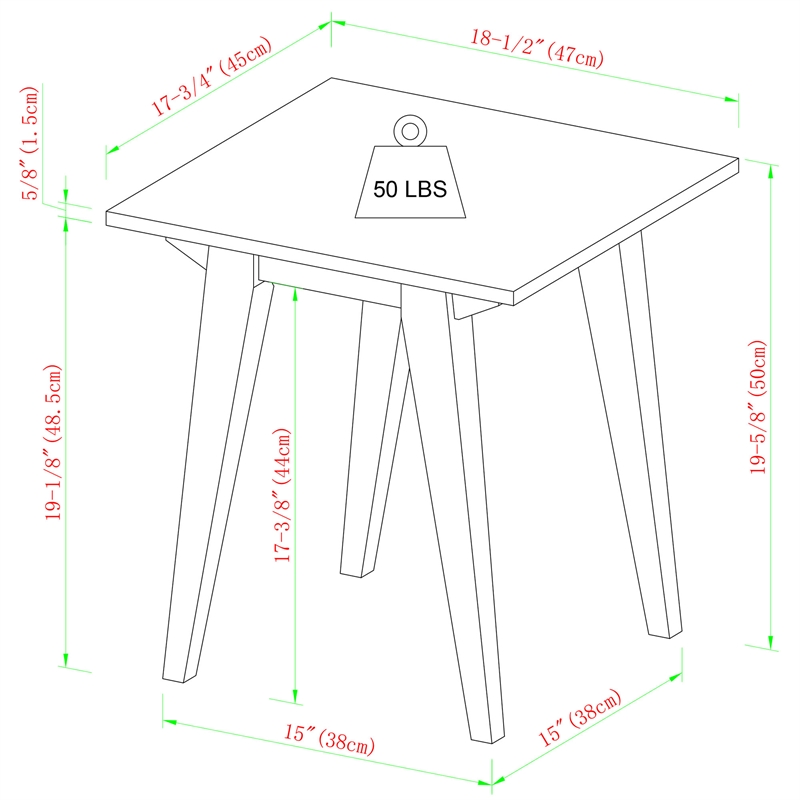 Pemberly Row Minimalist Solid Wood Accent Side Table - English Oak