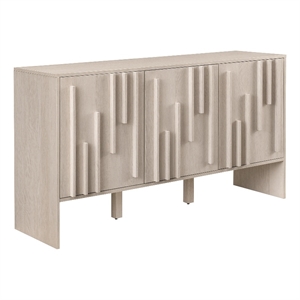 Pemberly Row 55&quot 3-Door Vertical Detail Wood Sideboard - Ivory Oak