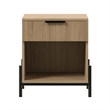Pemberly Row Reeded 1-Drawer Modern Wood Nightstand in Coastal Oak