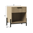 Pemberly Row Reeded 1-Drawer Modern Wood Nightstand in Coastal Oak
