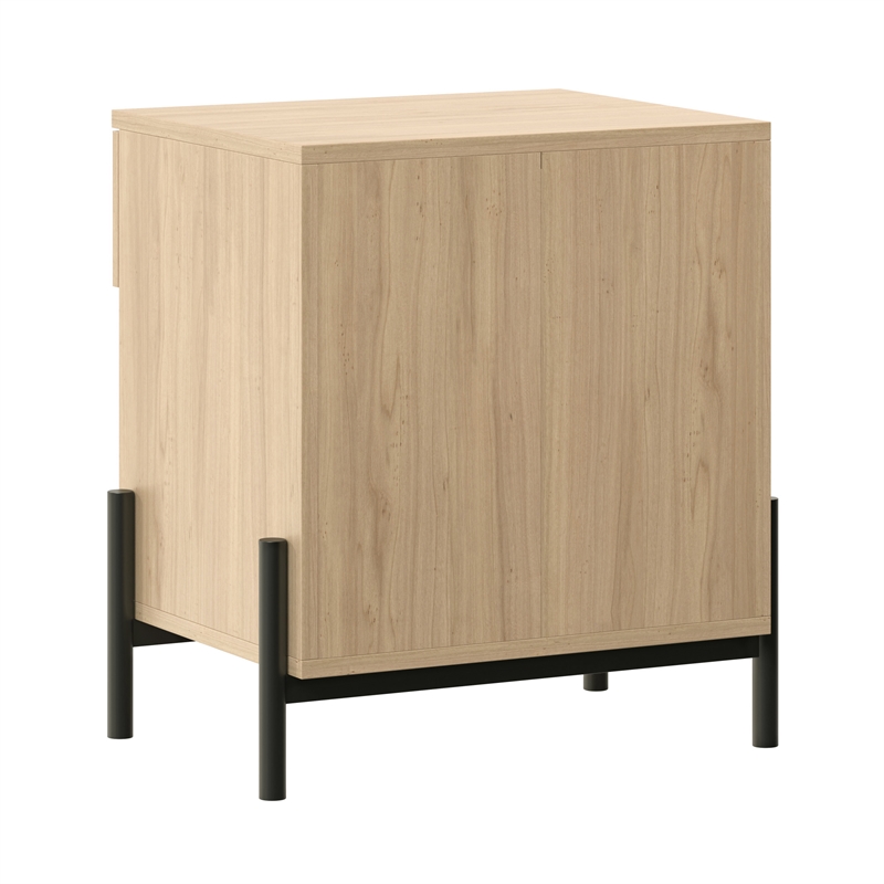 Pemberly Row Reeded 1-Drawer Modern Wood Nightstand in Coastal Oak