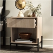 Pemberly Row Reeded 1-Drawer Modern Wood Nightstand in Coastal Oak