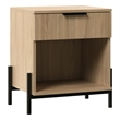 Pemberly Row Reeded 1-Drawer Modern Wood Nightstand in Coastal Oak