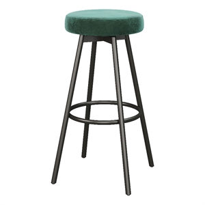 Pemberly Row 29.25&quot Metal & Fabric Bar Stool in Emerald (Set of 2)