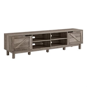 Pemberly Row Contemporary 70&quot Simple Wood Barndoor TV Stand in Gray