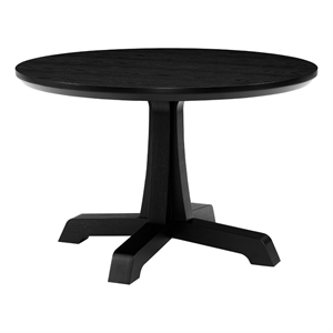 Pemberly Row 48&quot Solid Wood Round Dining Table with Pedestal Base - Black