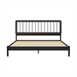 Pemberly Row Mid-Century Solid Wood King Size Bed with Slat-Back in Black