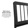 Pemberly Row Mid-Century Solid Wood King Size Bed with Slat-Back in Black