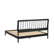 Pemberly Row Mid-Century Solid Wood King Size Bed with Slat-Back in Black