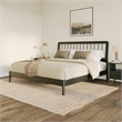 Pemberly Row Mid-Century Solid Wood King Size Bed with Slat-Back in Black
