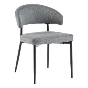 Pemberly Row 18.88&quot Upholstered Metal Dining Chair in Charcoal (Set of 2)