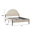 Pemberly Row Upholstered Metal Queen Bed with Arched Headboard in Oatmeal