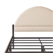 Pemberly Row Upholstered Metal Queen Bed with Arched Headboard in Oatmeal