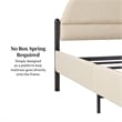 Pemberly Row Upholstered Metal Queen Bed with Arched Headboard in Oatmeal