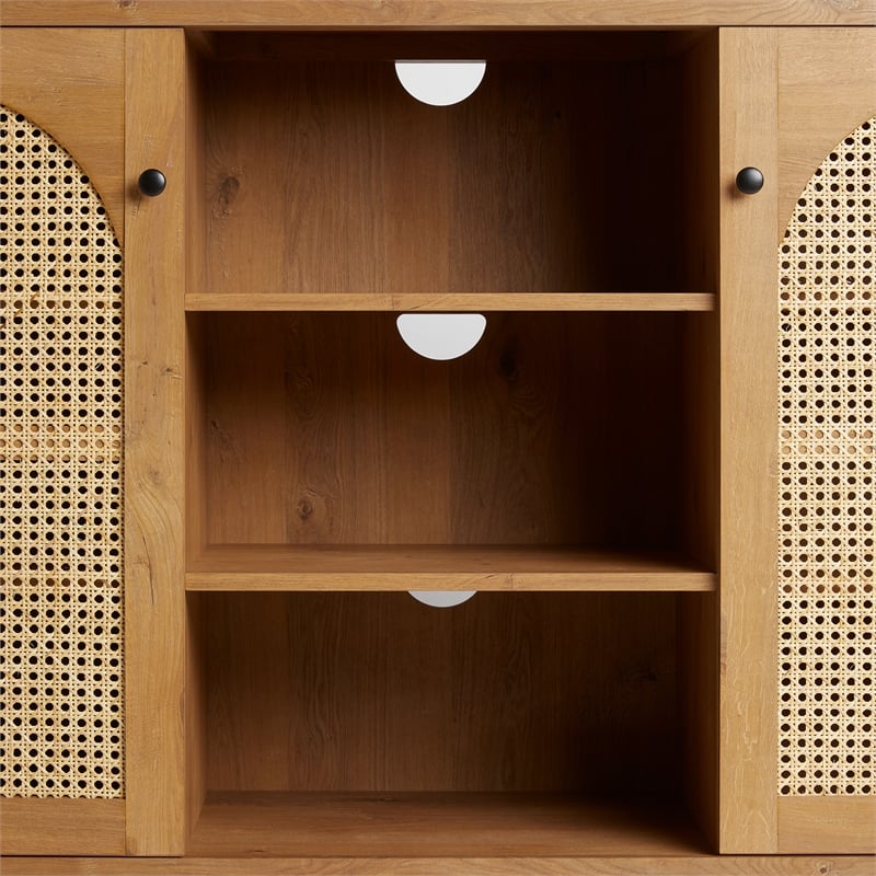 Pemberly Row Modern Arched Rattan 2-Door Wood Sideboard 58