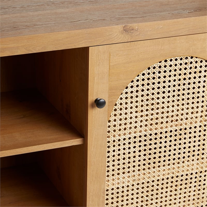 Pemberly Row Modern Arched Rattan 2-Door Wood Sideboard 58