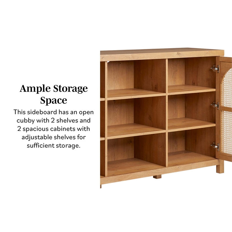 Pemberly Row Modern Arched Rattan 2-Door Wood Sideboard 58