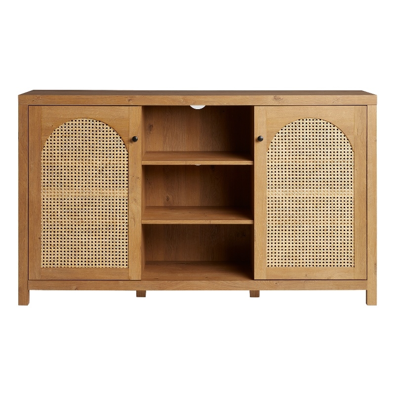 Pemberly Row Modern Arched Rattan 2-Door Wood Sideboard 58