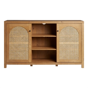 Pemberly Row Modern Arched Rattan 2-Door Wood Sideboard 58&quot - English Oak
