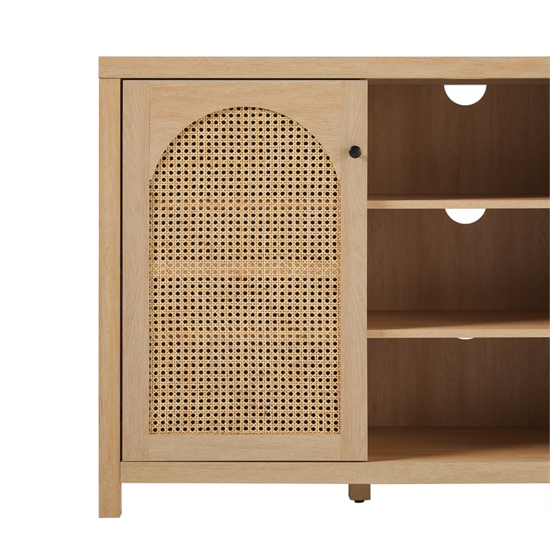 Pemberly Row Modern Arched Rattan 2-Door Wood Sideboard 58