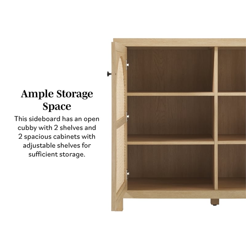 Pemberly Row Modern Arched Rattan 2-Door Wood Sideboard 58