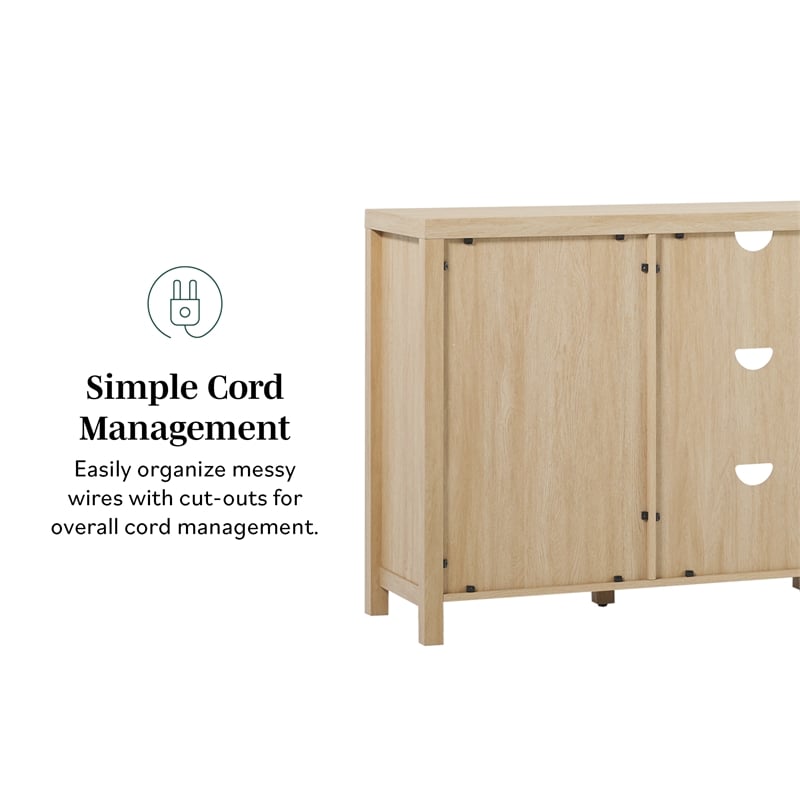 Pemberly Row Modern Arched Rattan 2-Door Wood Sideboard 58