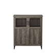 Pemberly Row Glass and Grooved Wood Door Transitional Accent Cabinet - Ash