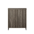 Pemberly Row Glass and Grooved Wood Door Transitional Accent Cabinet - Ash