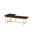 Pemberly Row 2-Piece Modern Wood Nesting Coffee Table - Dark Walnut / Gold