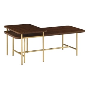 Pemberly Row 2-Piece Modern Wood Nesting Coffee Table - Dark Walnut / Gold