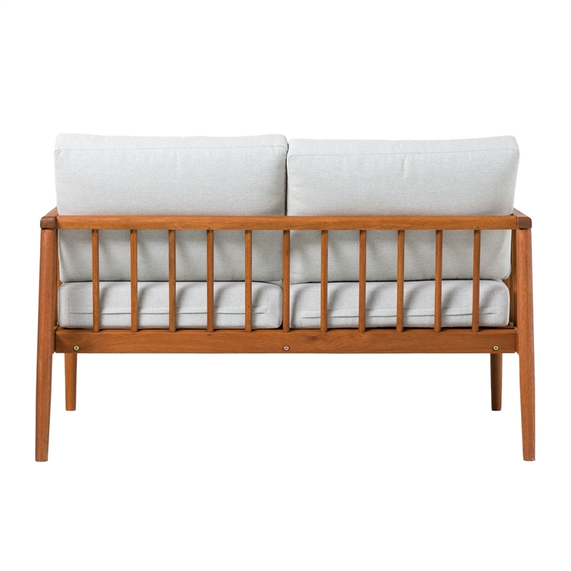 Pemberly Row Modern Outdoor Solid Wood Spindle Style Double Lounge - Brown