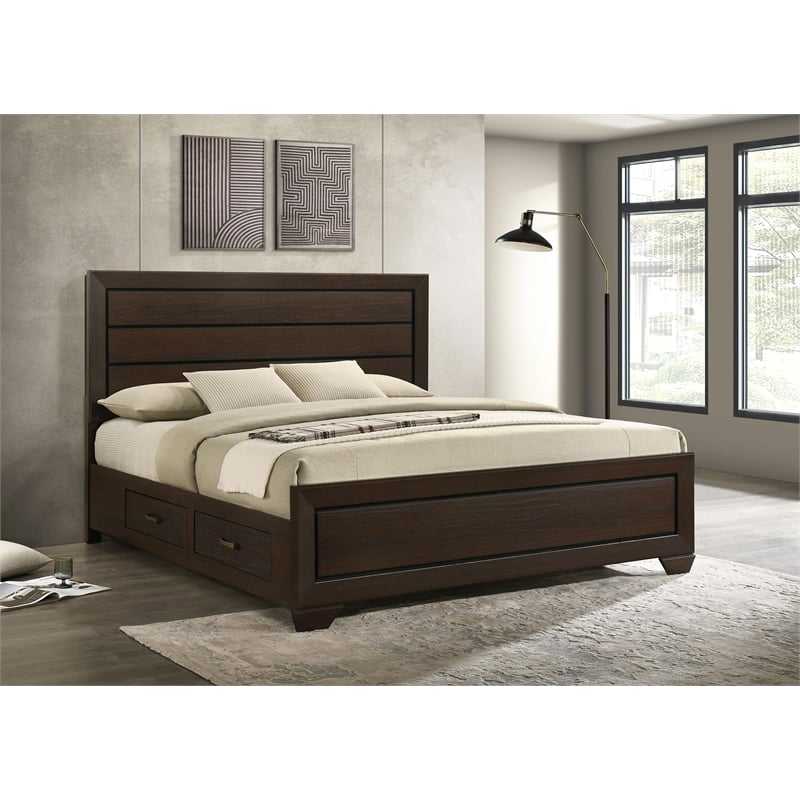 Pemberly Row Wood Eastern King Storage Platform Bed in Dark Cocoa