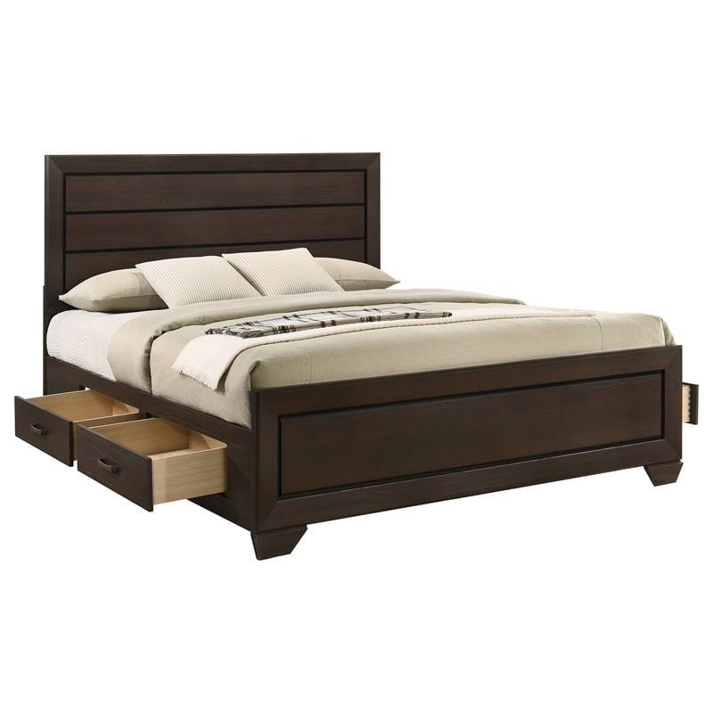 Pemberly Row Wood Eastern King Storage Platform Bed in Dark Cocoa