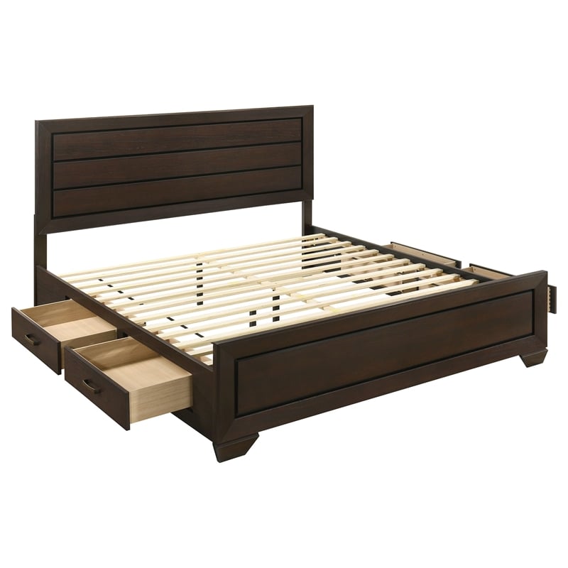 Pemberly Row Wood Eastern King Storage Platform Bed in Dark Cocoa