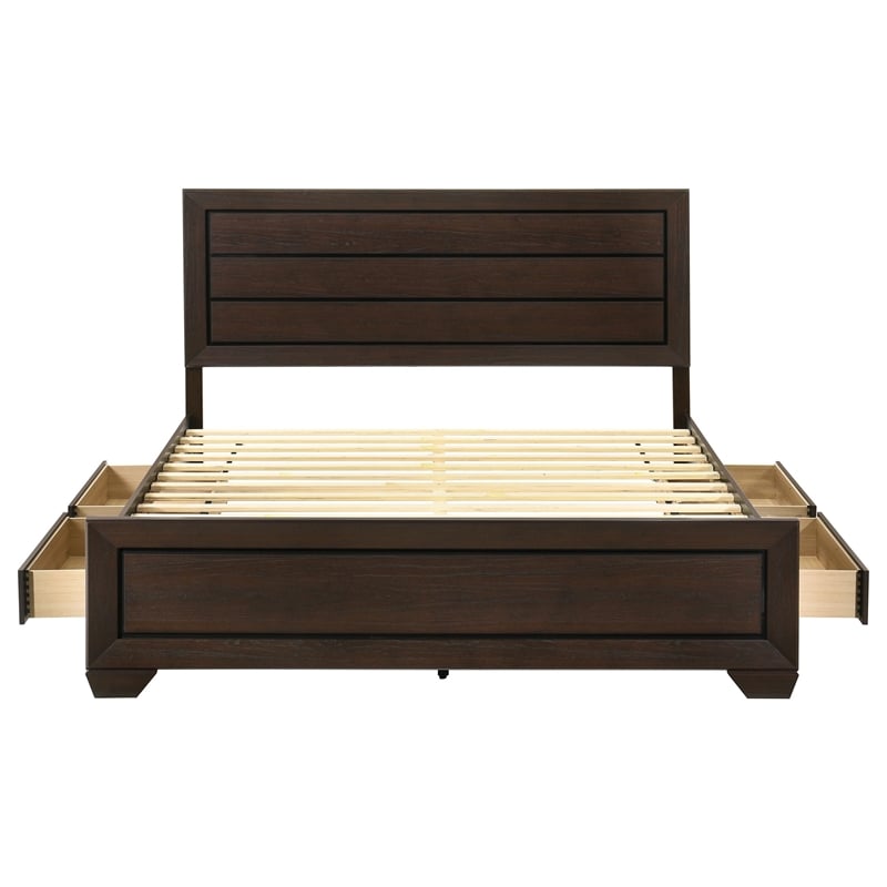 Pemberly Row Wood Eastern King Storage Platform Bed in Dark Cocoa
