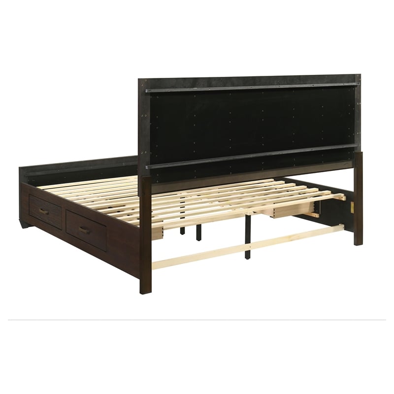 Pemberly Row Wood Eastern King Storage Platform Bed in Dark Cocoa